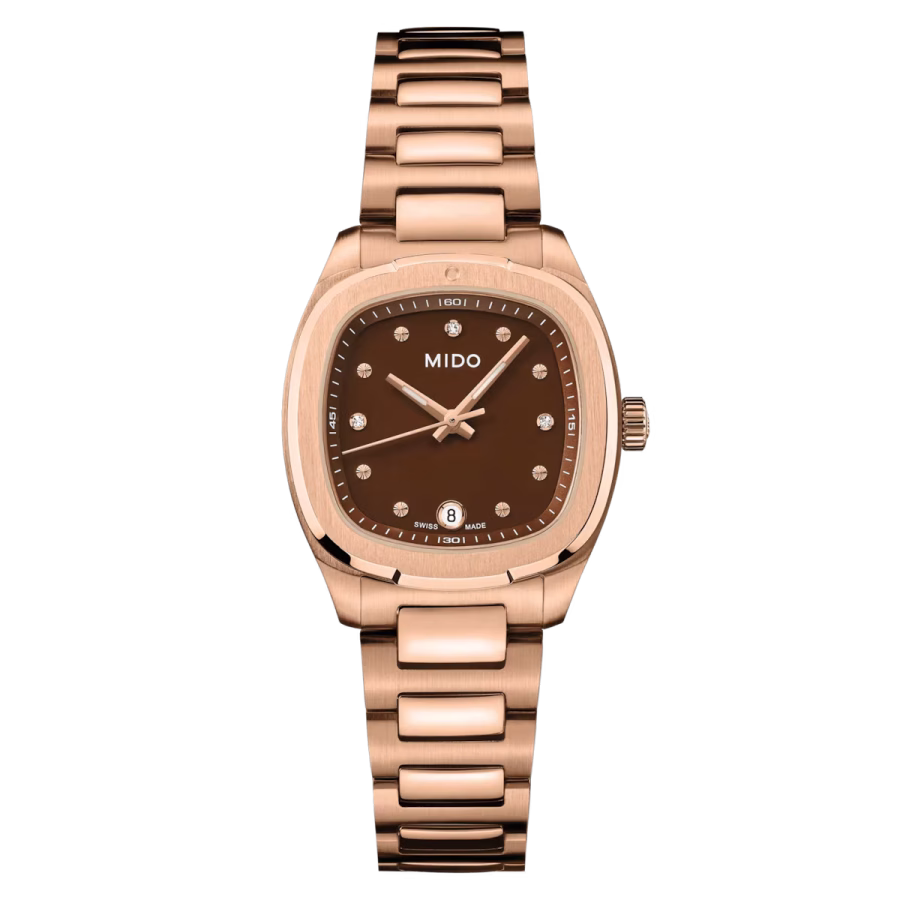 Mido Multifort TV 28 M0491103329600 orologio oro rosa e diamanti