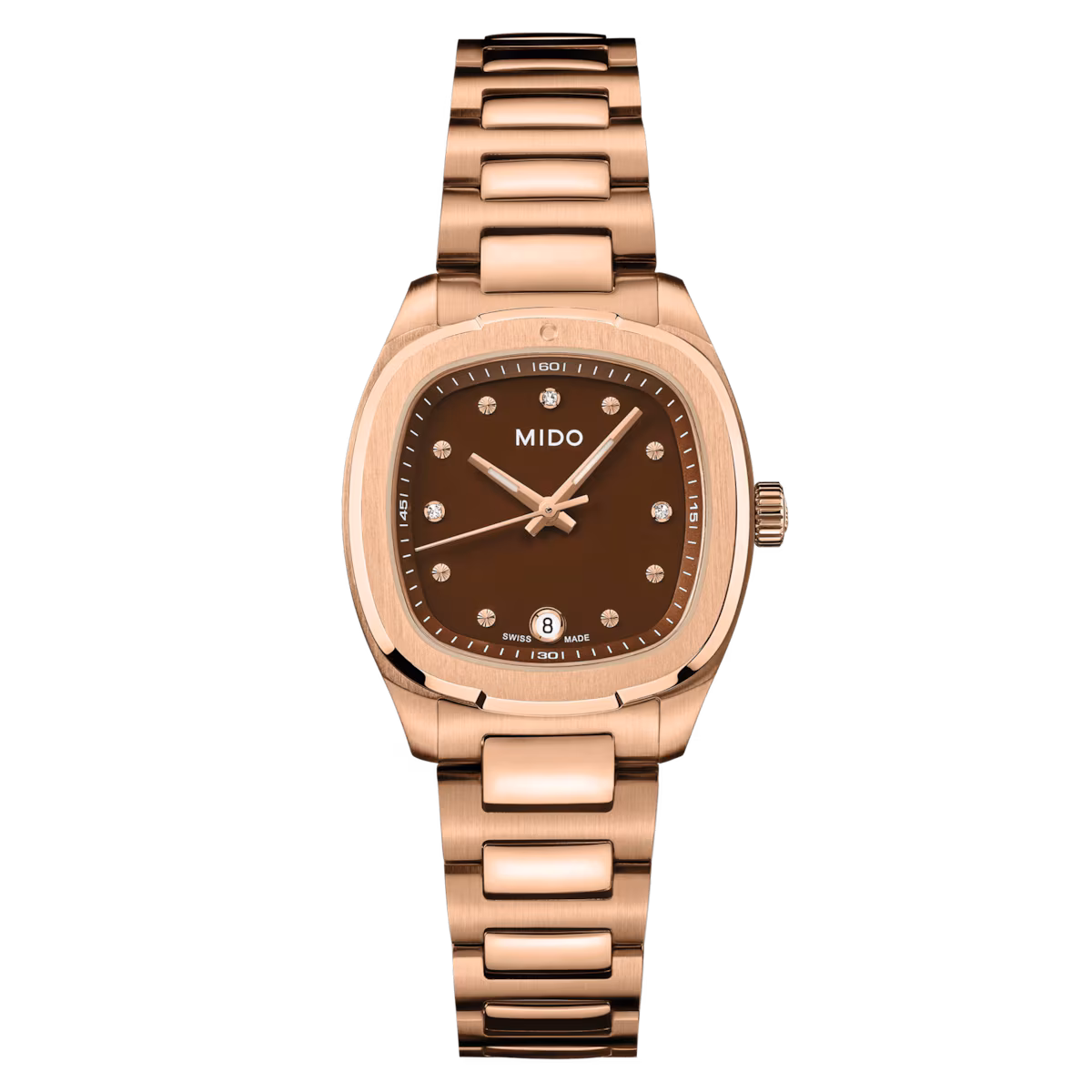 Mido Multifort TV 28 M0491103329600 orologio oro rosa e diamanti